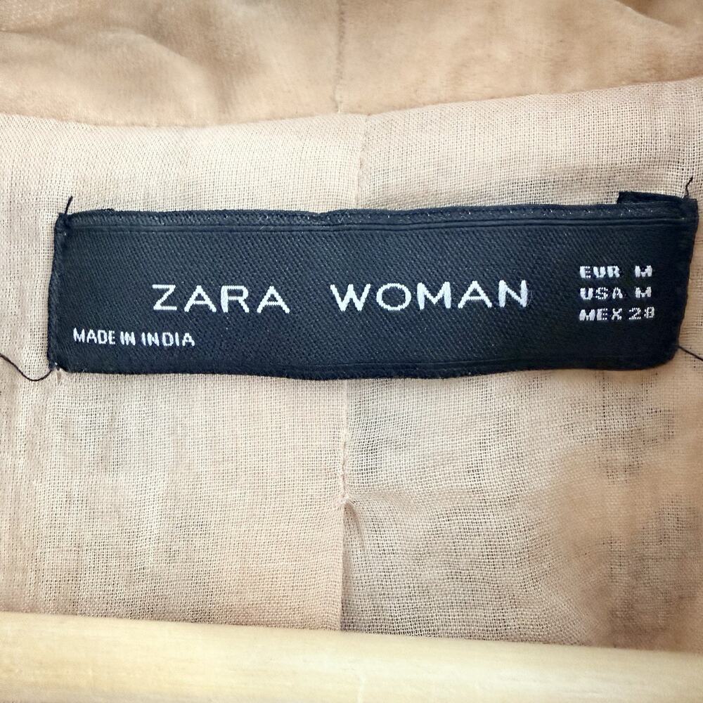 Zara Woman Embroidered Velvet Kimono Jacket Nude with Black Embroidery Size M EE - Picture 4 of 6